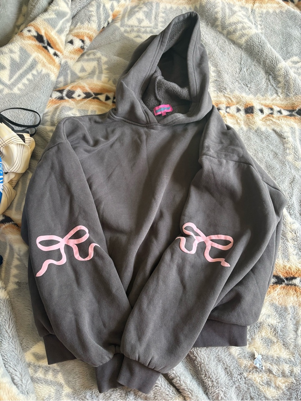 Edikted Charcoal Hoodie with Pink Label